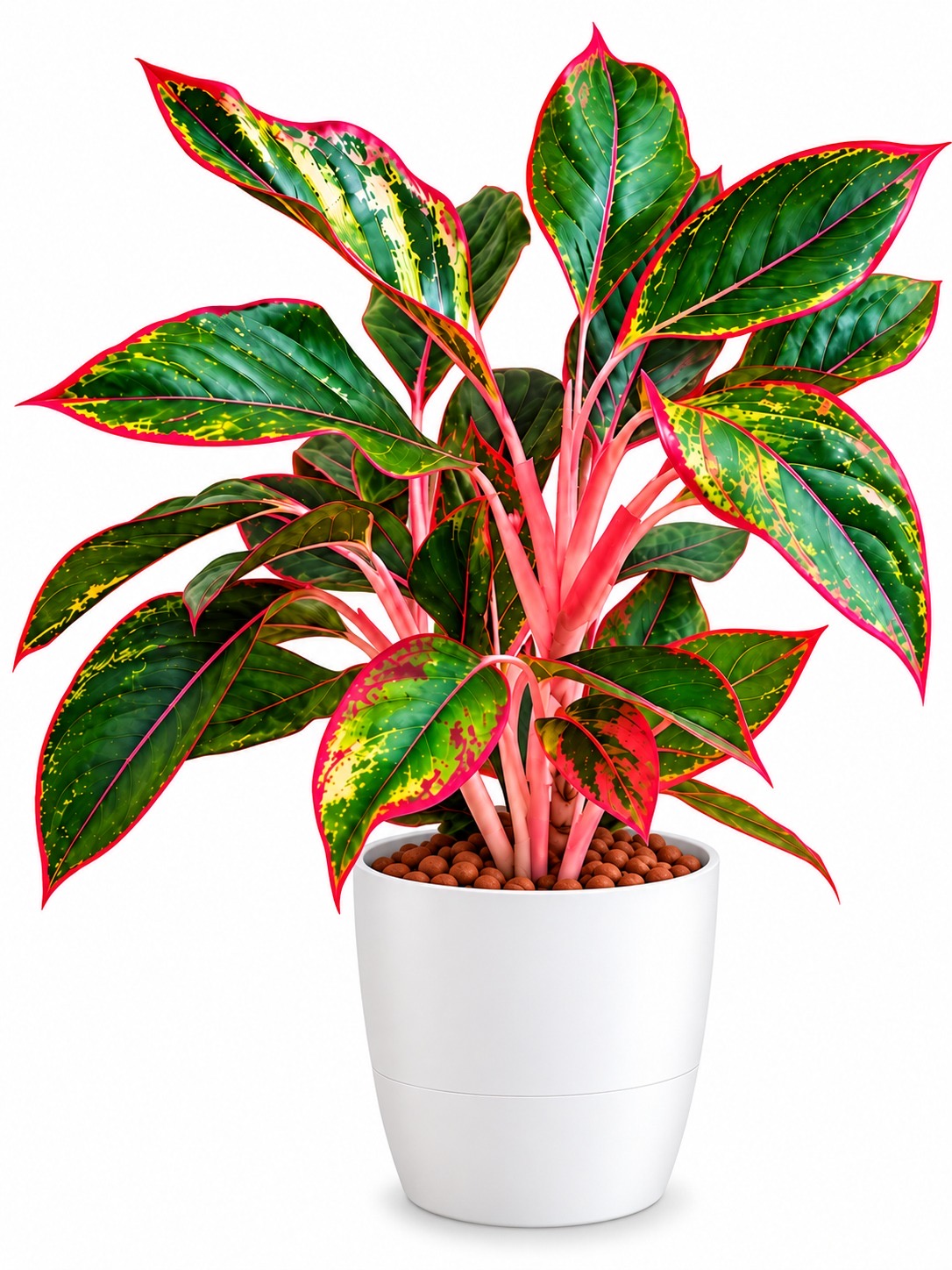 Aglaonema Red Lipstick – With Premium White Pot
