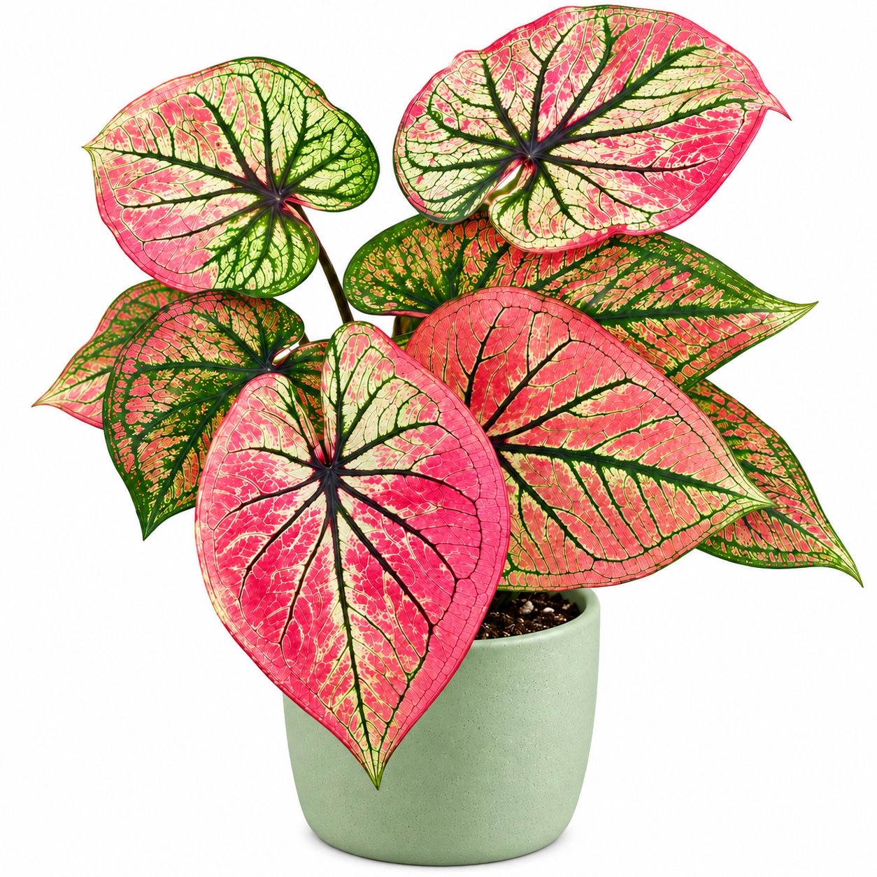 Thai Caladium Dwarf -(Healthy Live Plant in Jiffy Bag)
