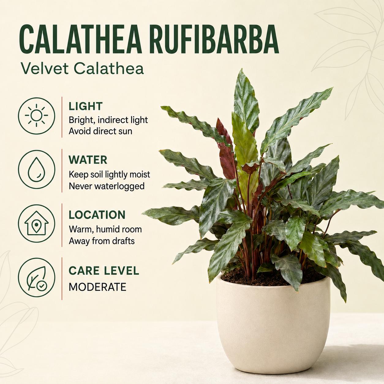 Calathea Rufibarba Green – 12 cm Nursery Pot